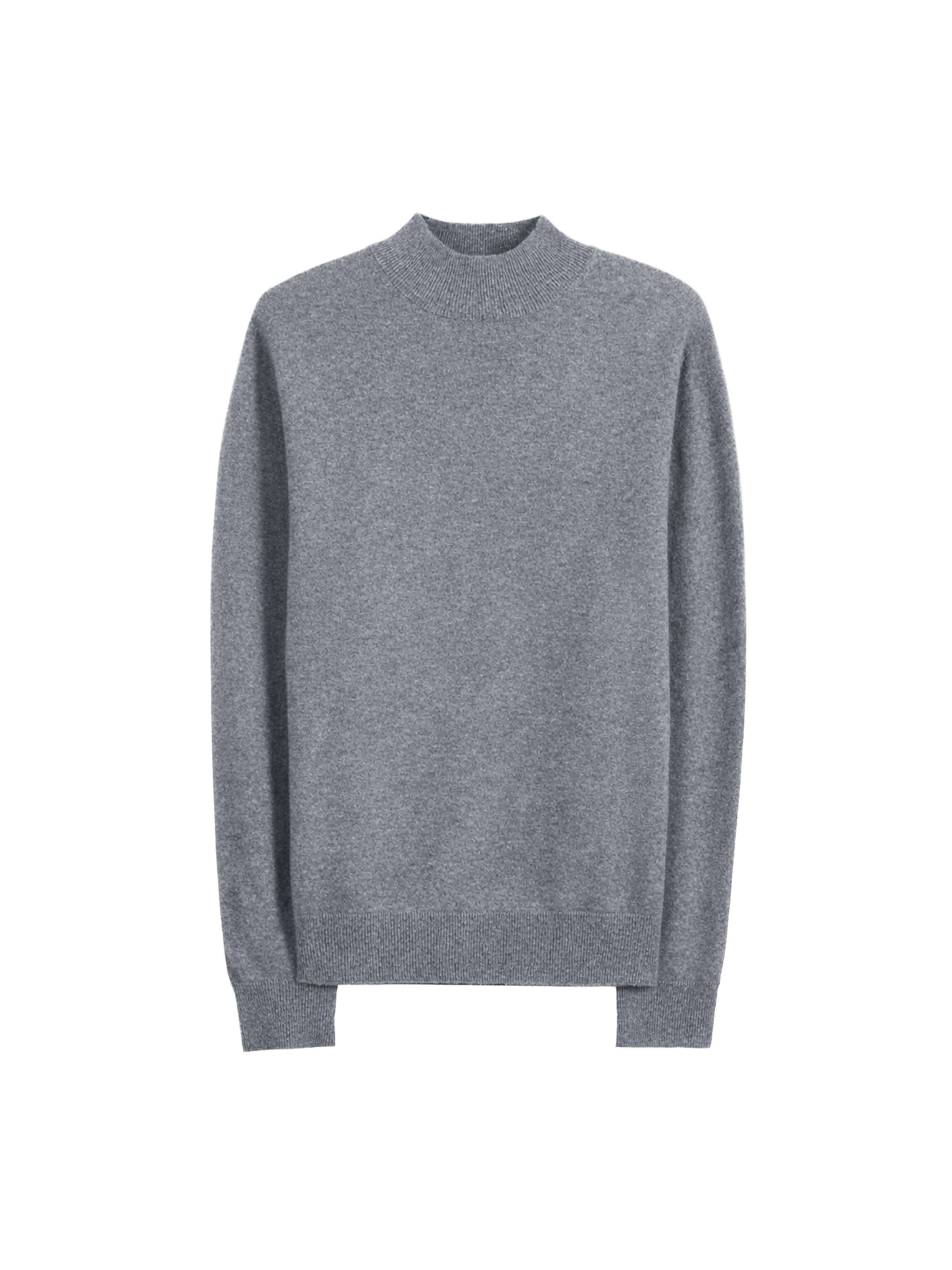GOBI Cashmere Sweater 'Men's Timeless Mock Neck Cashmere Sweater' in Grey: front