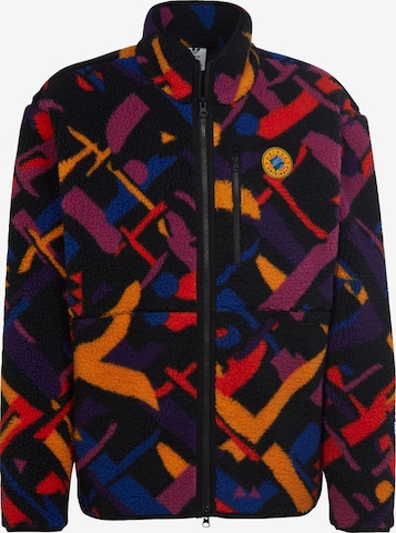 ADIDAS ORIGINALS Fleece jacket 'Wander Hour Printed Fleece' in Black: front