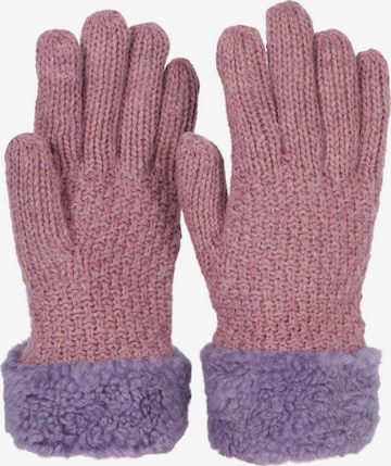styleBREAKER Fingerhandschuhe 'Strickhandschuhe mit Perlmuster und Fleece' in Lila: Vorderseite