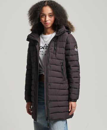 Superdry Wintermantel 'Super Fuji' in Zwart: voorkant