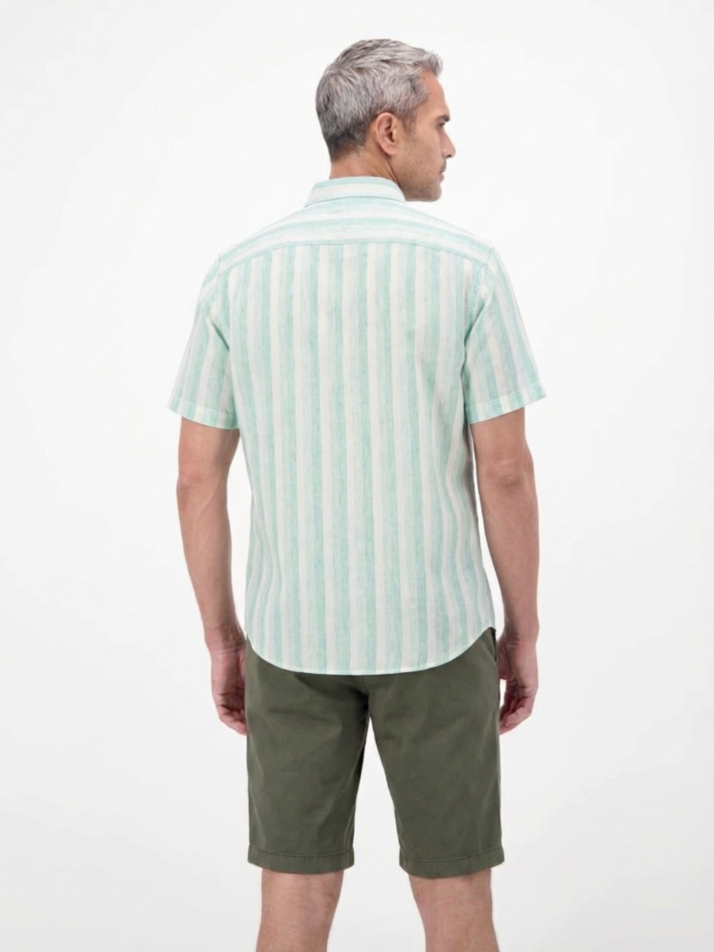 LERROS Regular Fit Gestreiftes Kurzarmhemd, atmungsaktiv in Grün