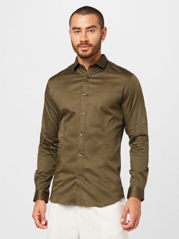 JACK & JONES Slim fit Button Up Shirt 'Parma' in Green: front