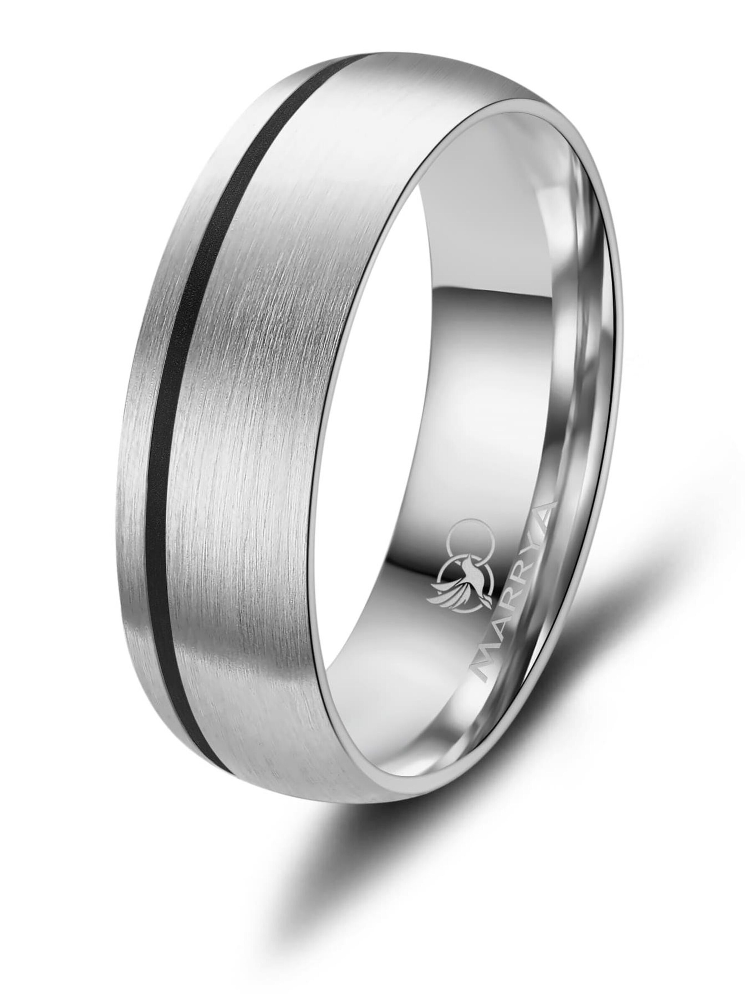 MARRYA Ring 'MARRYA ES-05 Ehering aus Edelstahl – Silberfarben & Schwarz' in Grey