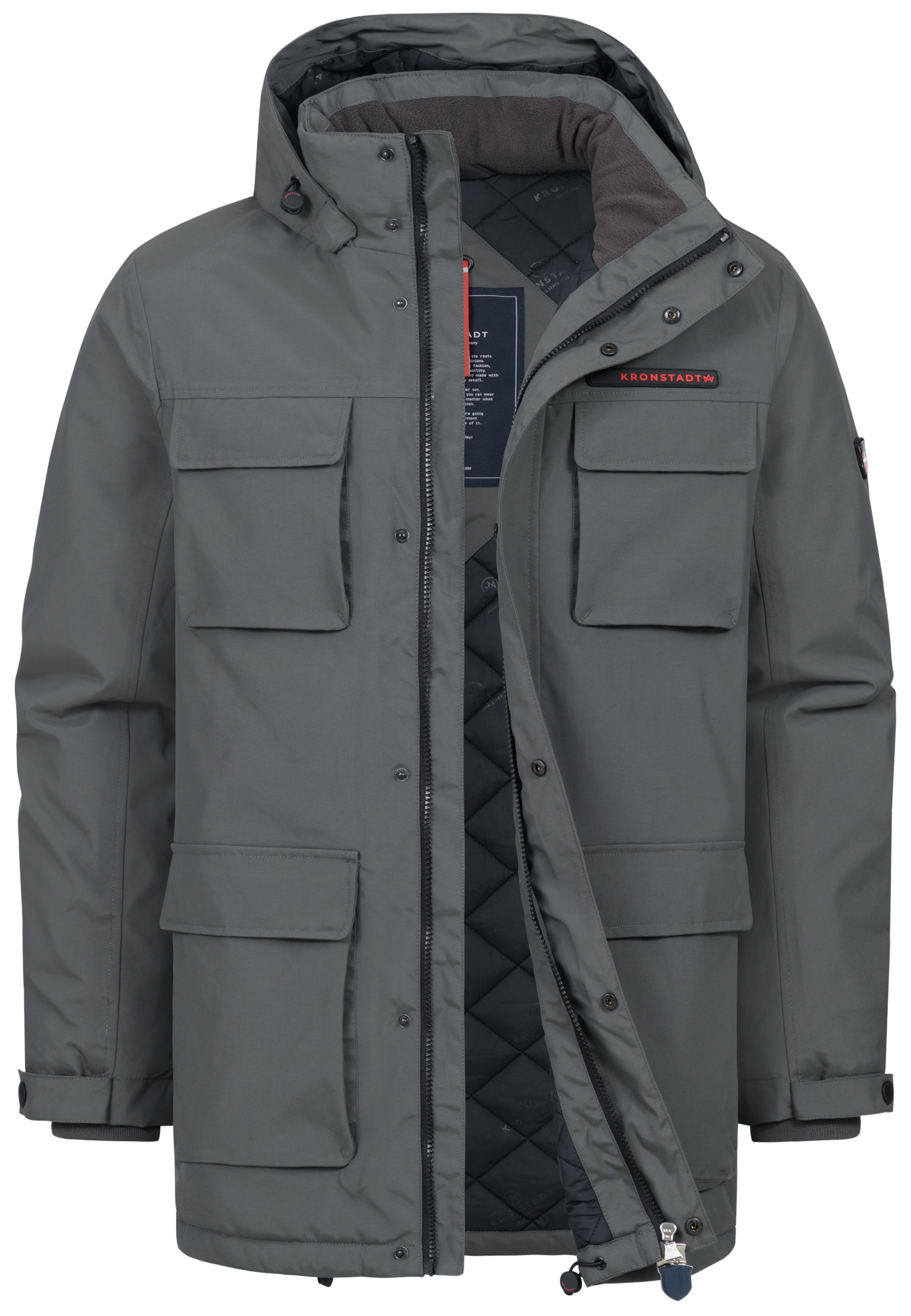 Kronstadt Winter Jacket ' Harrington ' in Grey: front