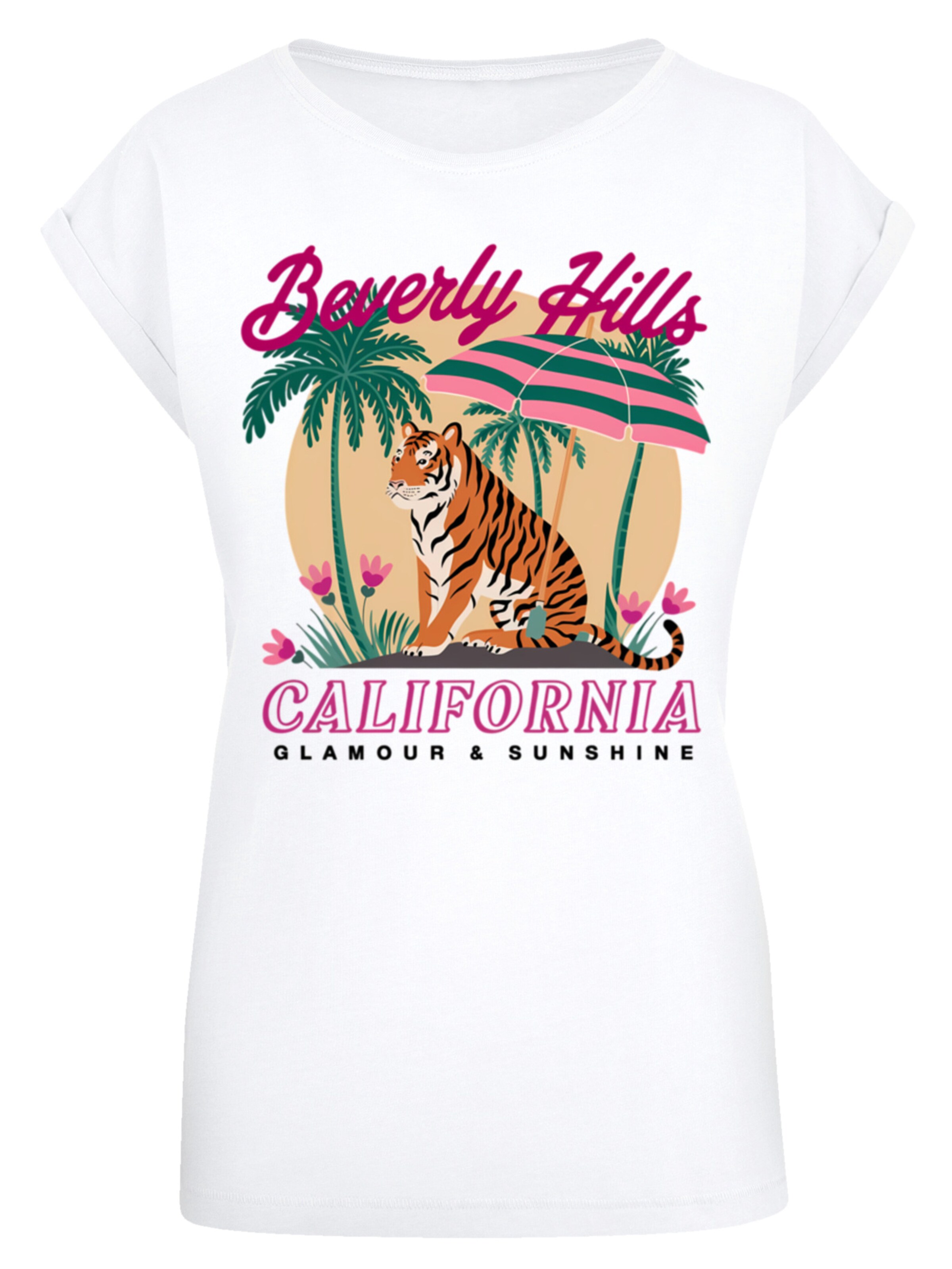 T-shirt 'Beverly Hills California Glamour Summer' F4NT4STIC en blanc : devant