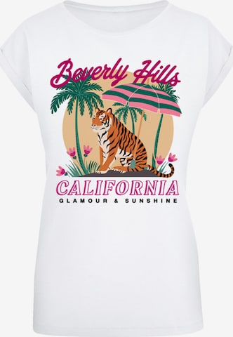 T-shirt 'Beverly Hills California Glamour Summer' F4NT4STIC en blanc : devant