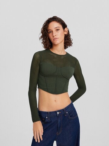 T-shirt Bershka en vert : devant