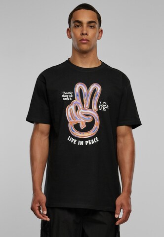 Mister Tee - Camisa 'Live in Peace' em preto: frente