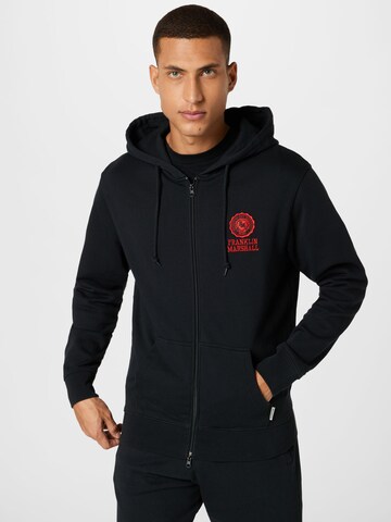 FRANKLIN & MARSHALL Zip-Up Hoodie in Black: front