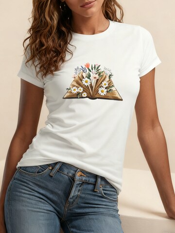 GORHEY - Camiseta 'Women's Summer Casual Cotton T-Shirt with Flowers Print' en blanco: frente