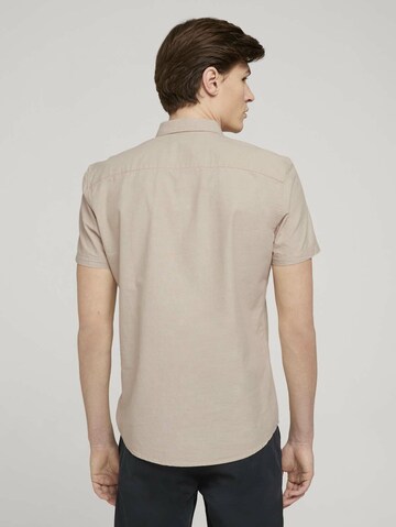 TOM TAILOR DENIM Comfort fit Button Up Shirt in Beige