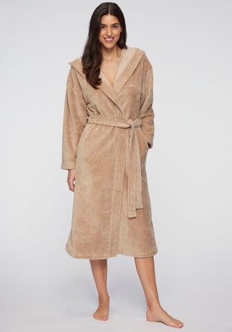 LASCANA Long Bathrobe in Beige: front