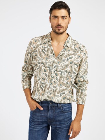 GUESS Regular fit Button Up Shirt in White: front