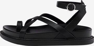 Pull&Bear T-bar sandals in Black