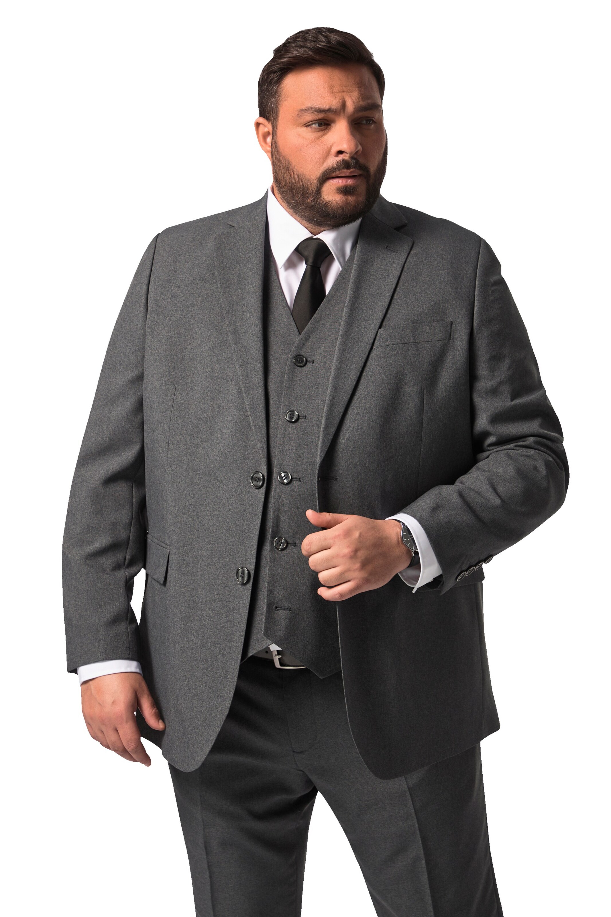Men Plus Regular fit Blazer in Grey: front