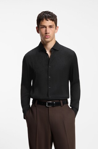 HUGO Regular fit Button Up Shirt in Black: front