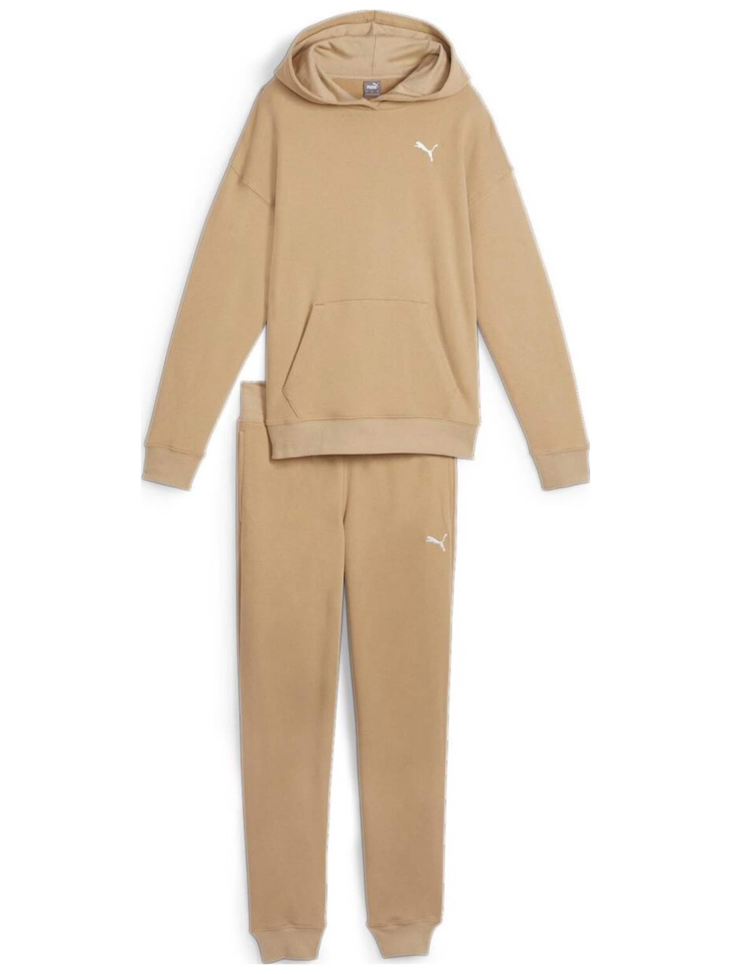 PUMA - Sudadera con cremallera 'Puma Loungewear Suit Tr' en beige: frente