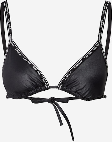 Calvin Klein Swimwear Bikini Top in Black: front