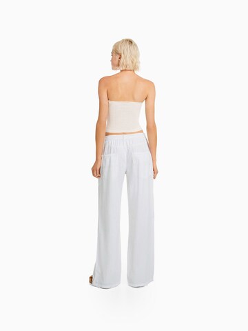 Bershka Wide Leg Bukser i hvid