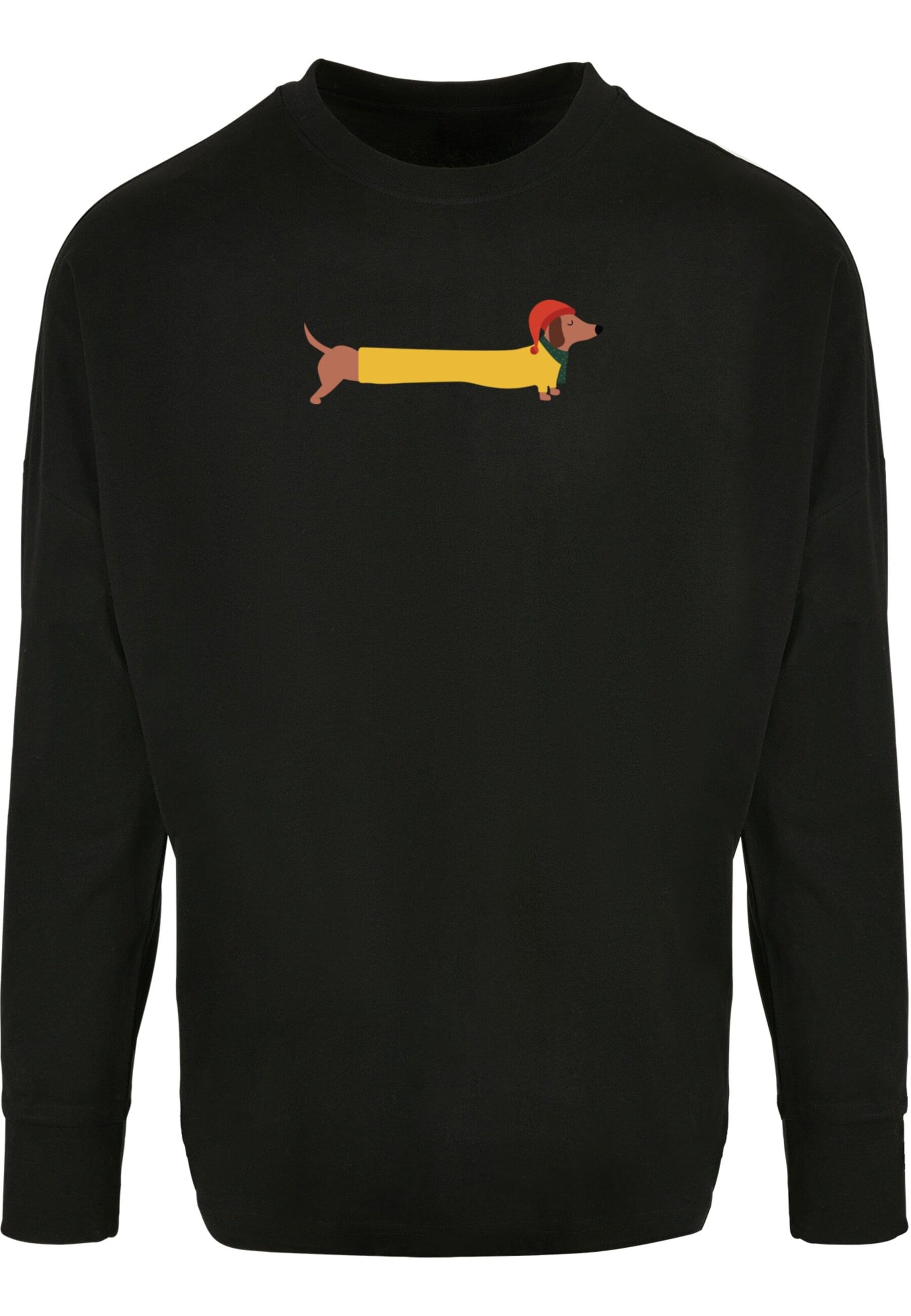 Merchcode Shirt 'Christmas Dog' in Zwart: voorkant