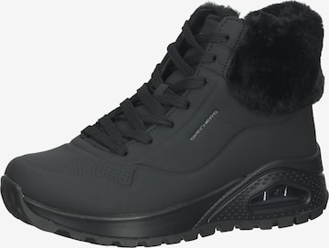 SKECHERS Lace-Up Ankle Boots in Black: front