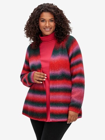 SHEEGO Knit Cardigan in Red: front