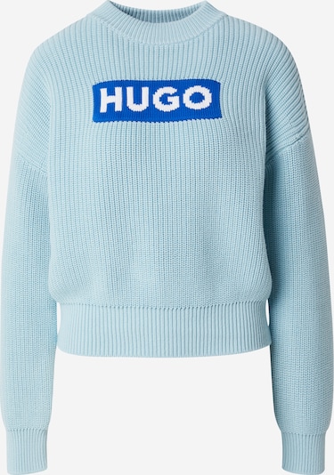 HUGO Blue Sveter 'Sloger' - modrá / svetlomodrá / biela, Produkt