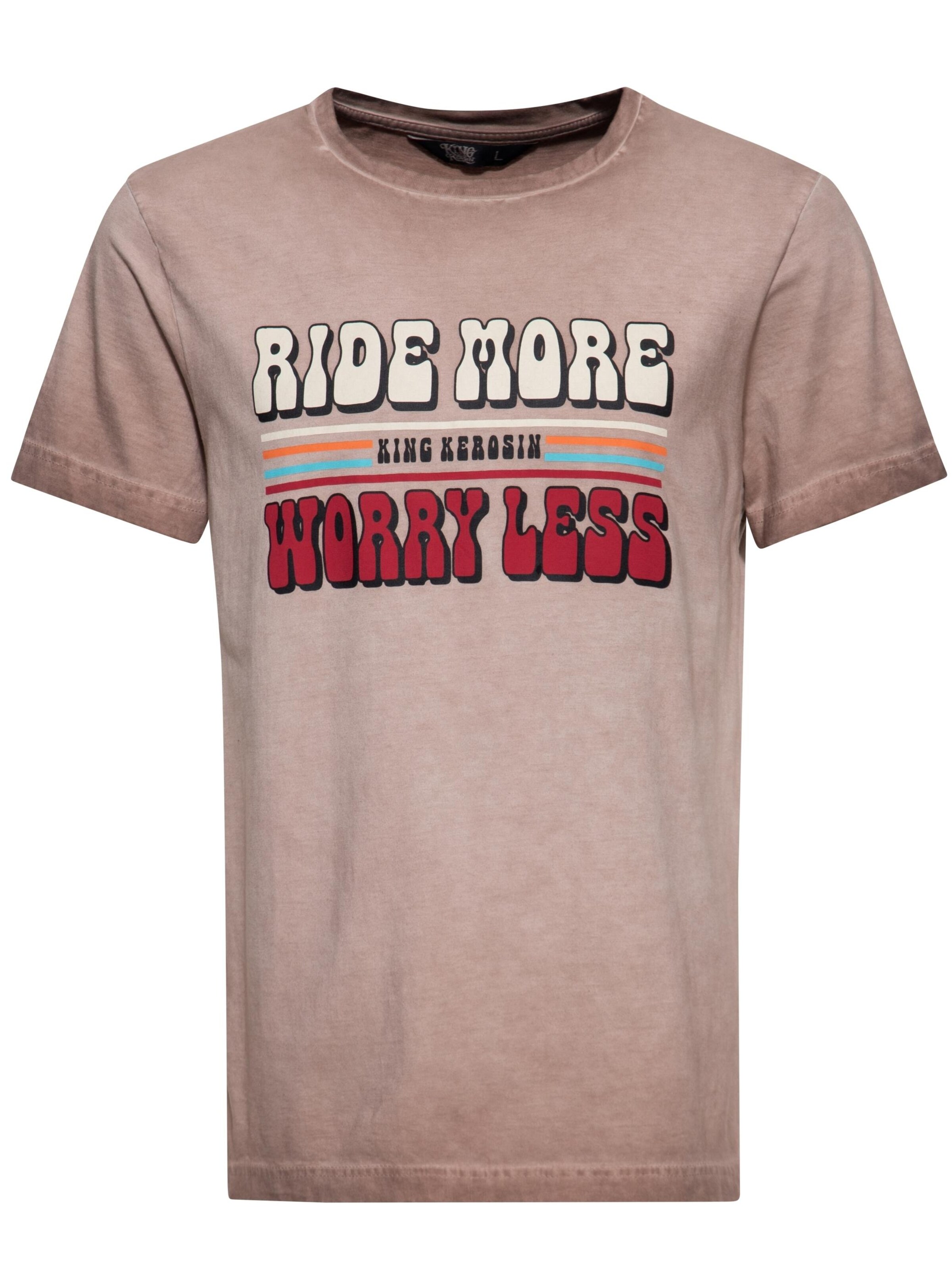King Kerosin Shirt 'Ride More Worry Less' in Brown: front