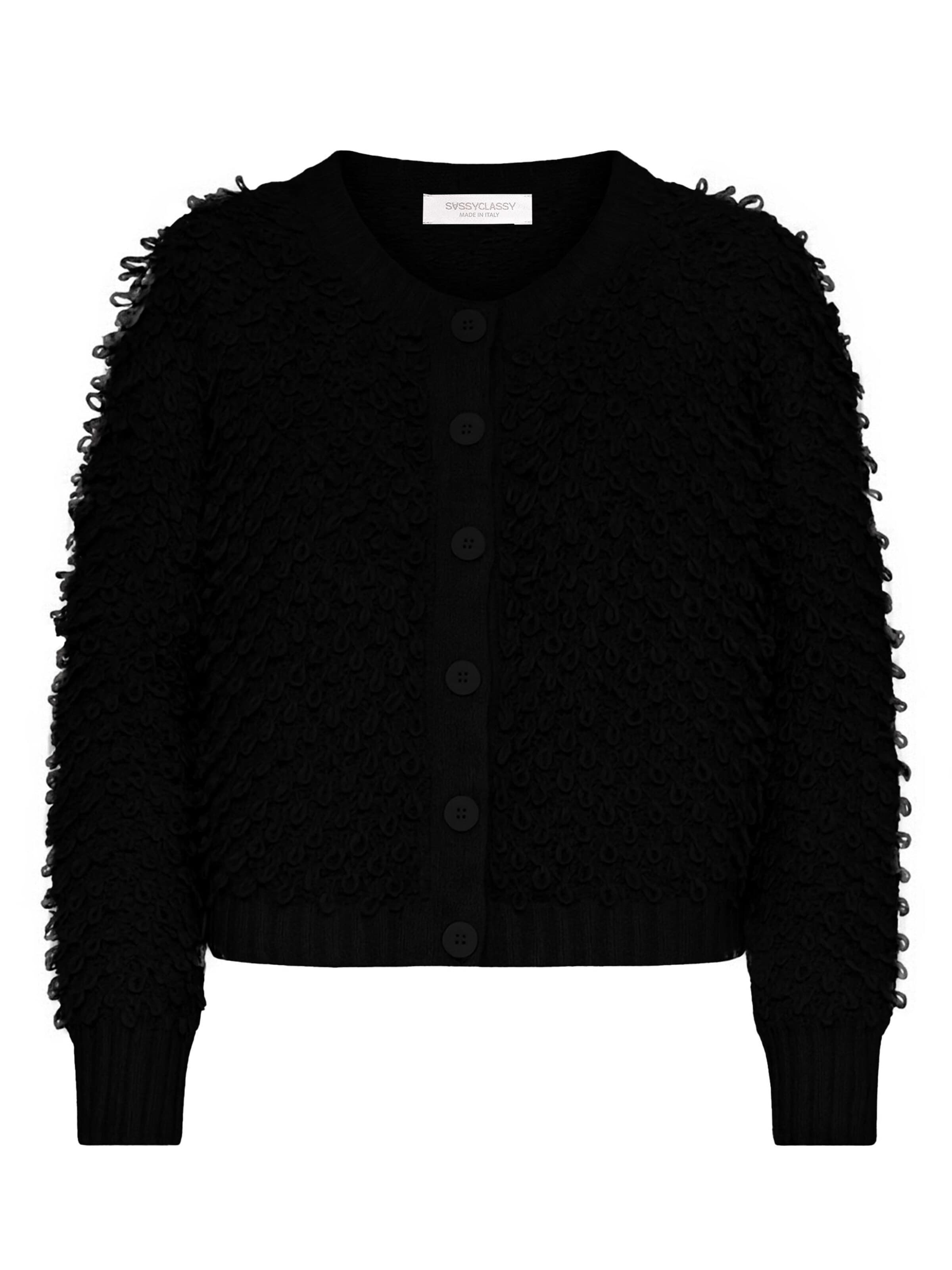 SASSYCLASSY Oversizestrickjacke‌‌‌‌‌‌‌‌‌ in Schwarz: Vorderseite