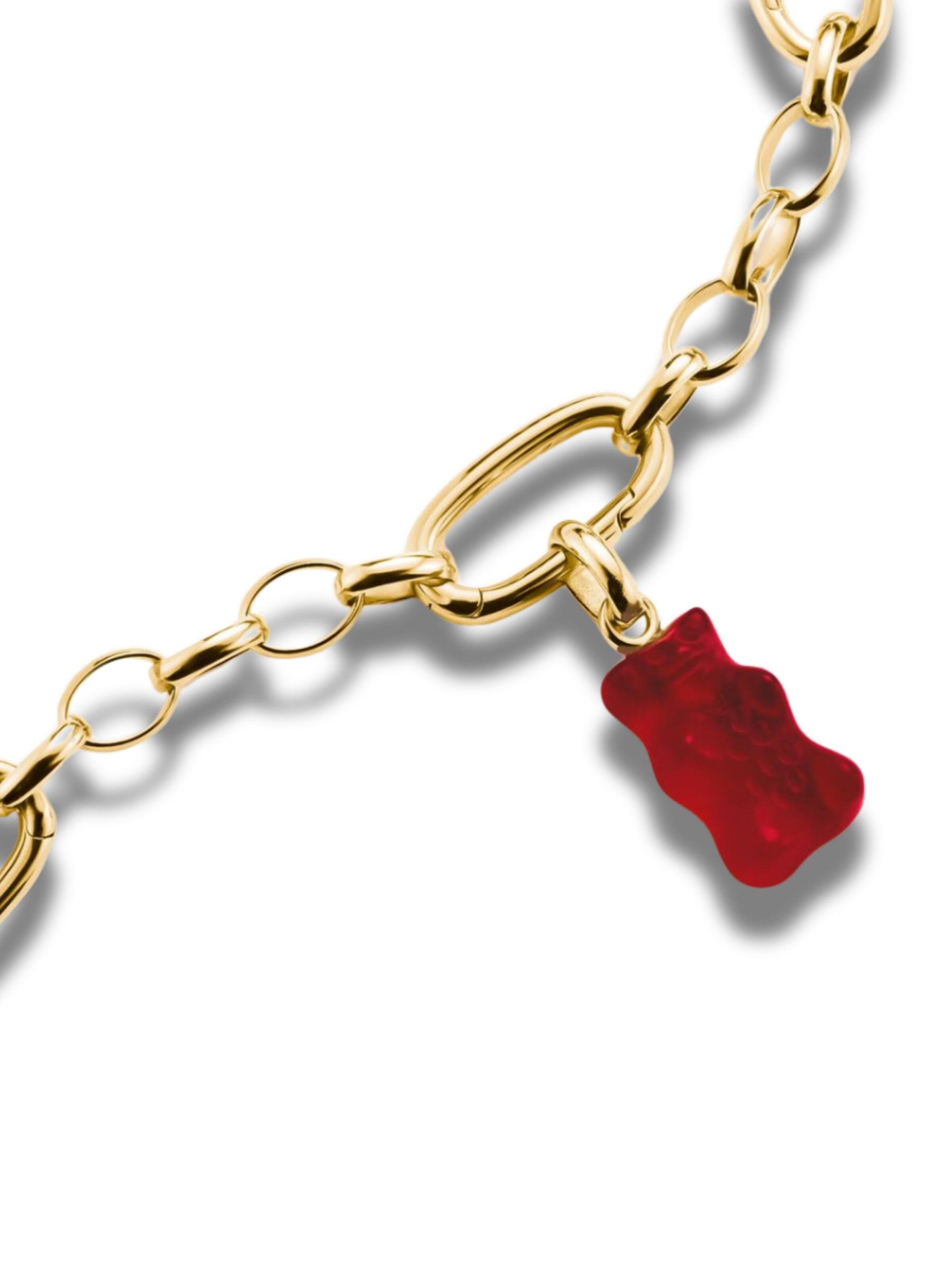 Thomas Sabo Anhänger 'Charm-Anhänger Goldbären In Rot Verbinde Vergoldet' in Rot