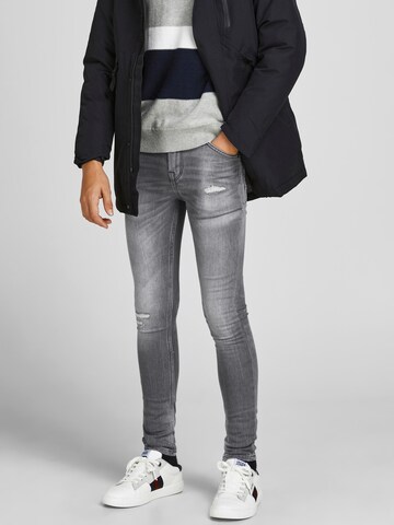 Skinny Jeans 'Dan Fox' de la Jack & Jones Junior pe gri: față