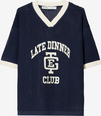 Bershka Majica u ecru/prljavo bijela / mornarsko plava, Pregled proizvoda