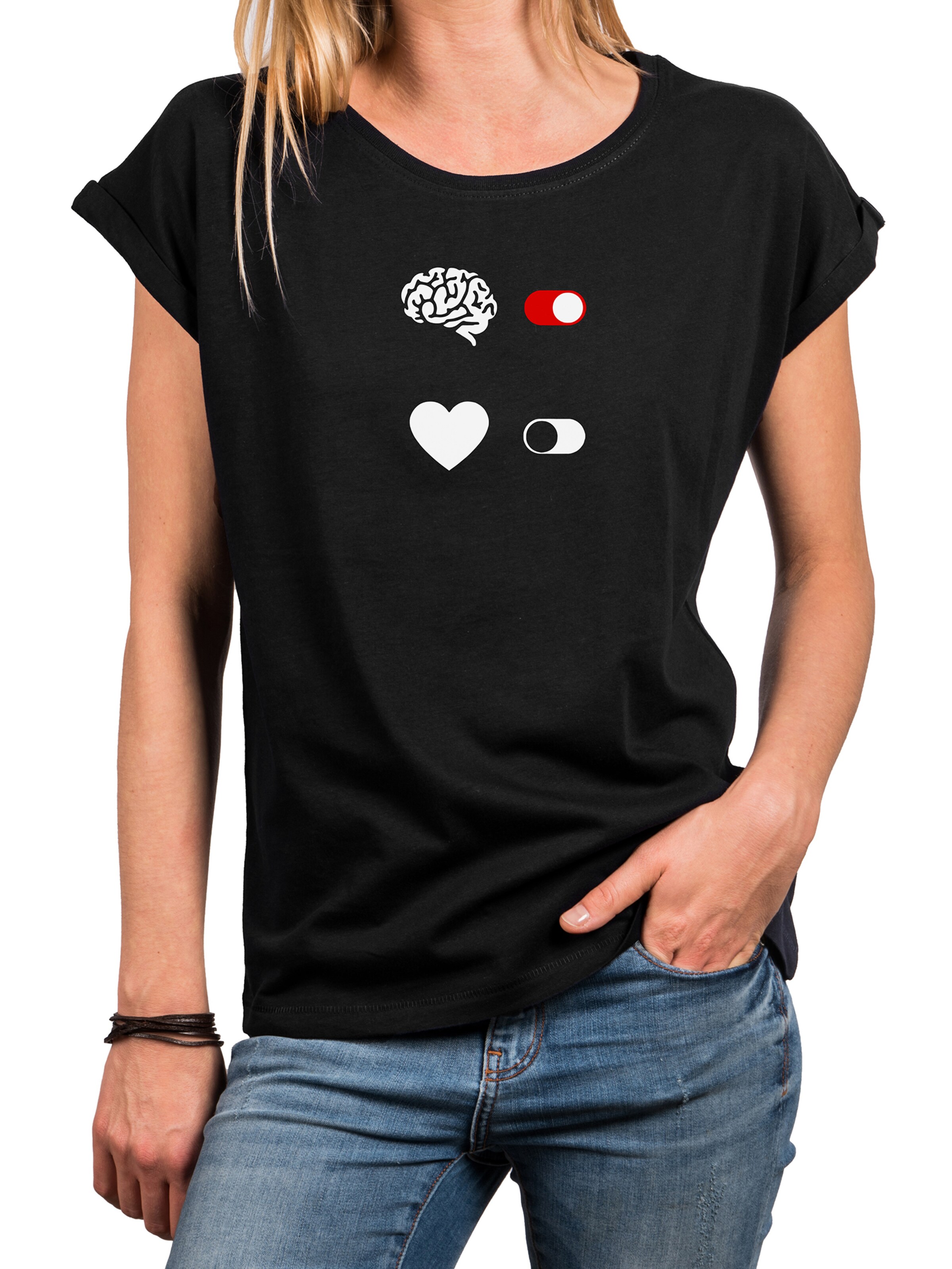 MAKAYA Shirt 'BrainOn' in Black