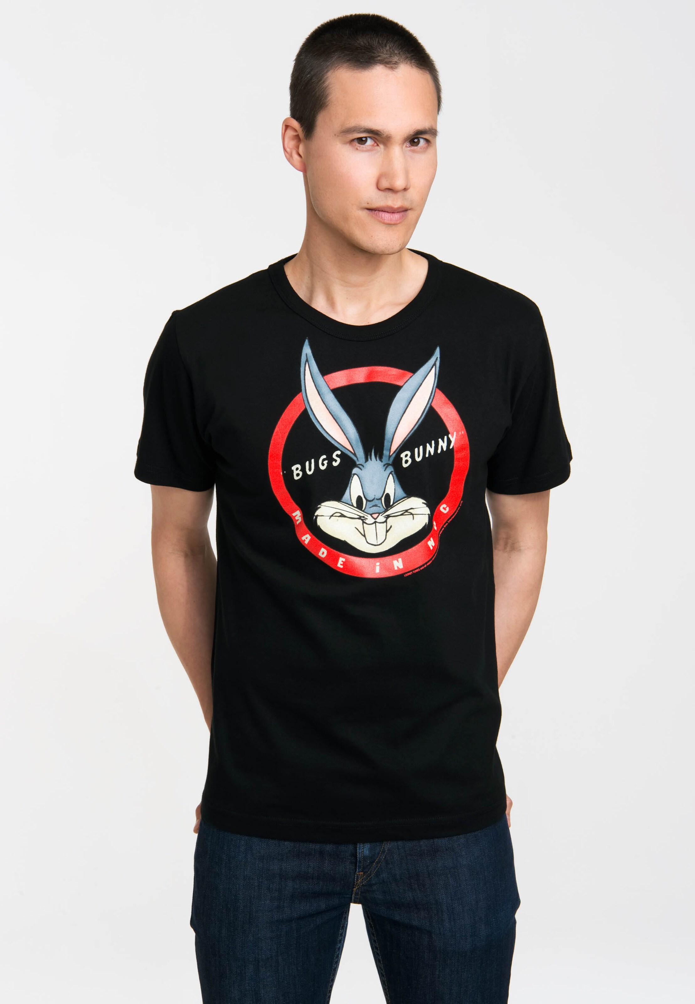 Männer Große Größen LOGOSHIRT T-Shirt 'Bugs Bunny' in Schwarz - BR69047