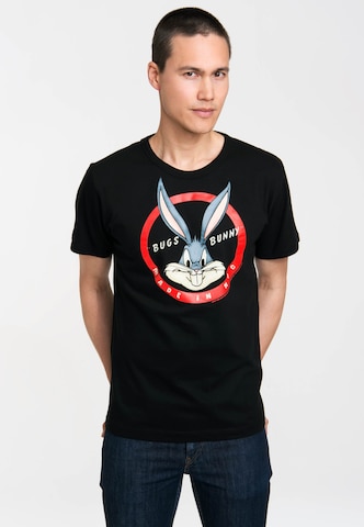 LOGOSHIRT Shirt 'Bugs Bunny' in Zwart: voorkant
