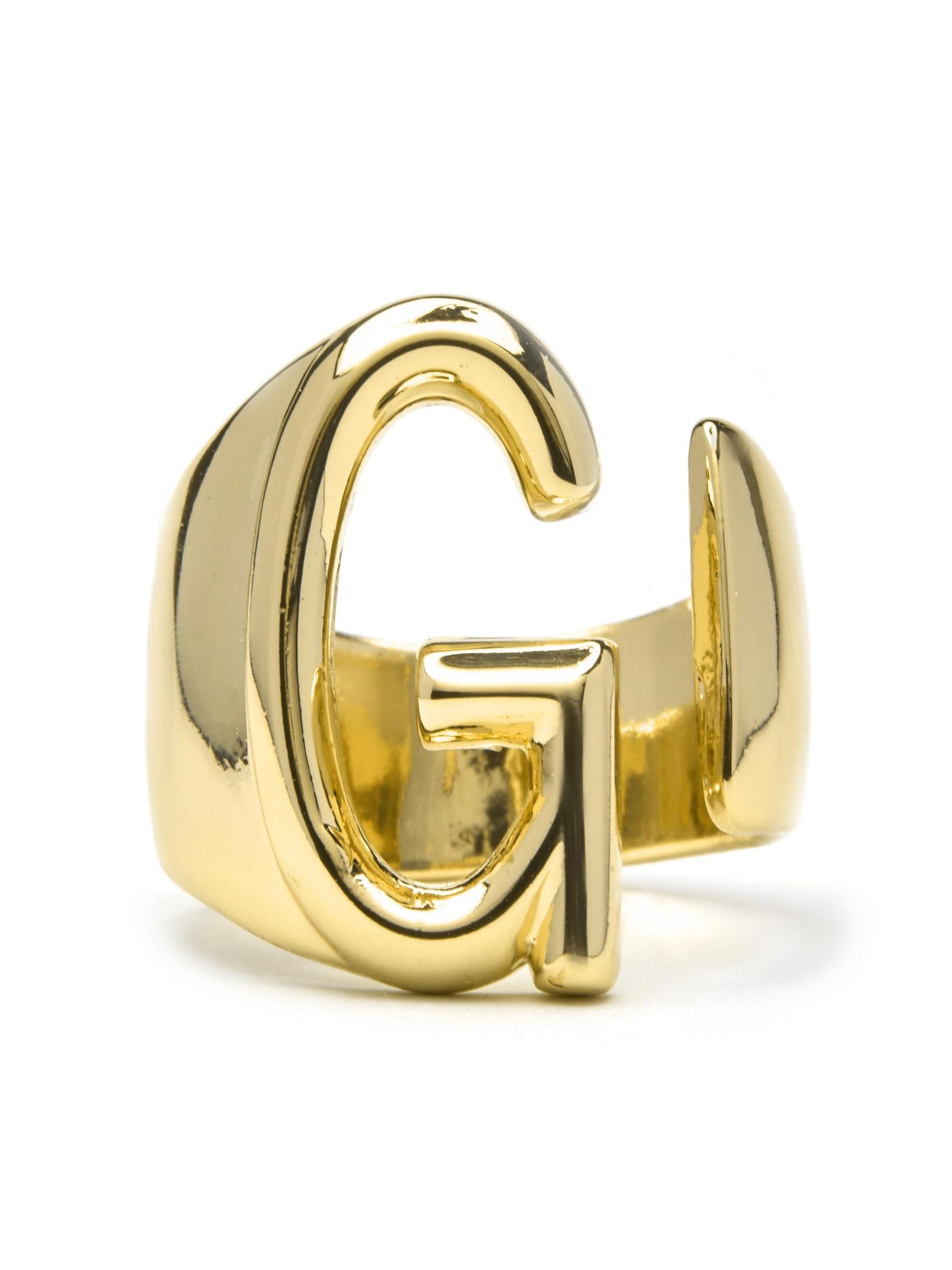 Luxenter Ring 'Alphabet G' in 50-60 in de kleur Goud, Productweergave