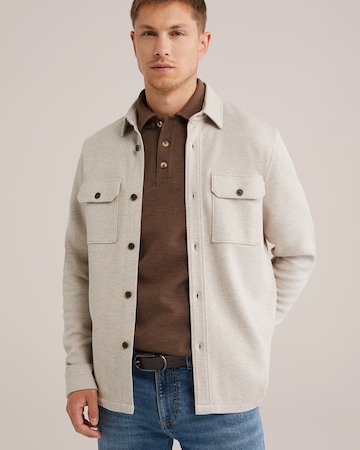 WE Fashion Regular fit Button Up Shirt in Beige: front