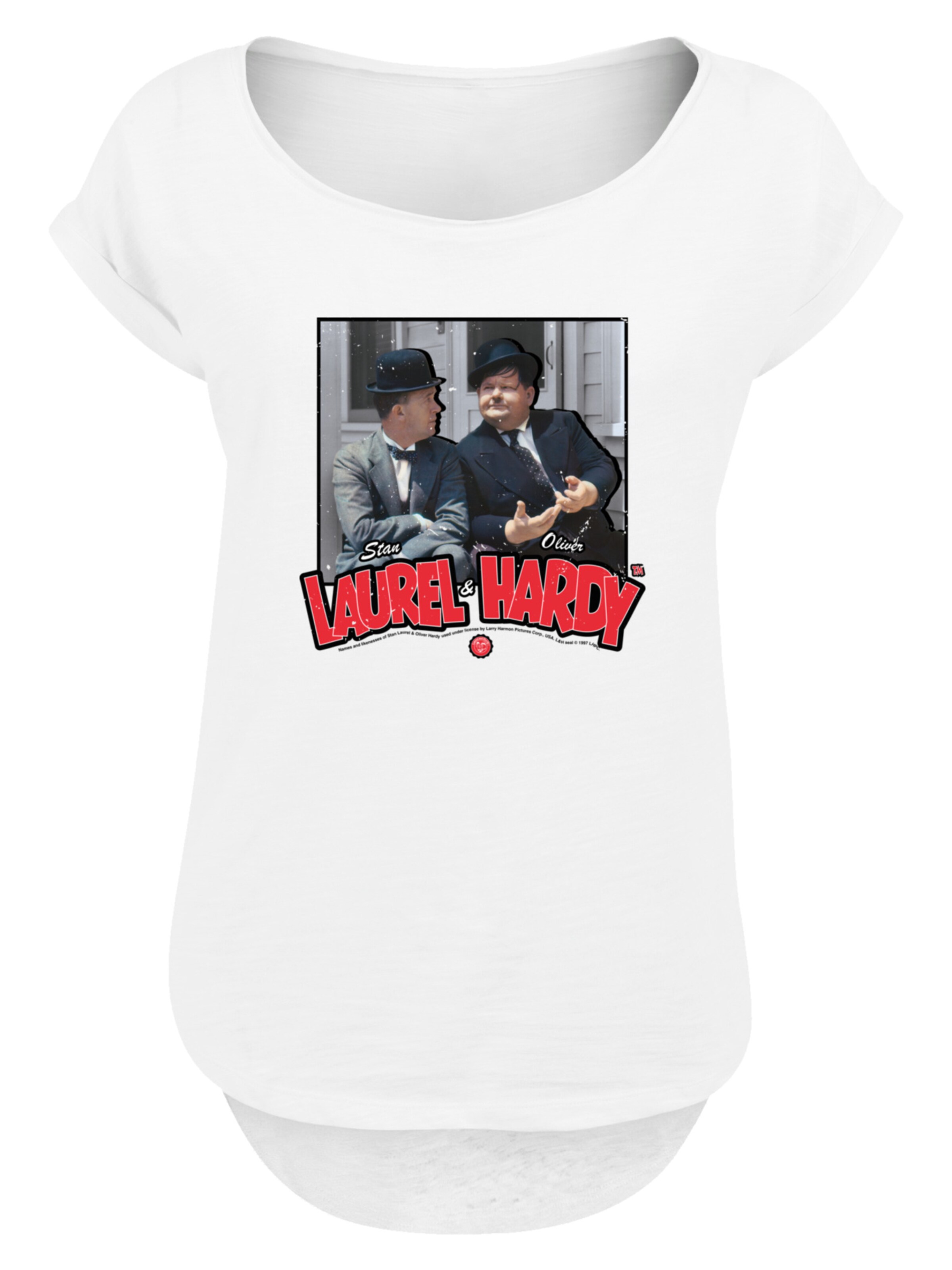 T-shirt 'Stan Laurel & Oliver Hardy Comedy Duo' F4NT4STIC en blanc : devant
