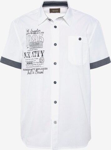 Man's World Button Up Shirt in White: front
