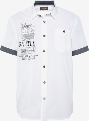 Man's World Button Up Shirt in White: front