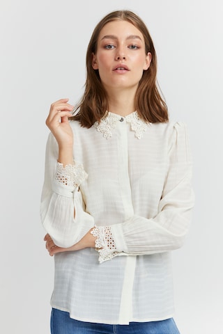 PULZ Jeans Blouse 'CANNY' in Wit: voorkant