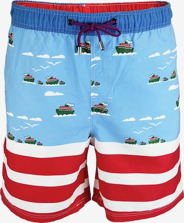 UNABUX Badeshorts ' WATER GIRAFFE ' in Blau: Vorderseite