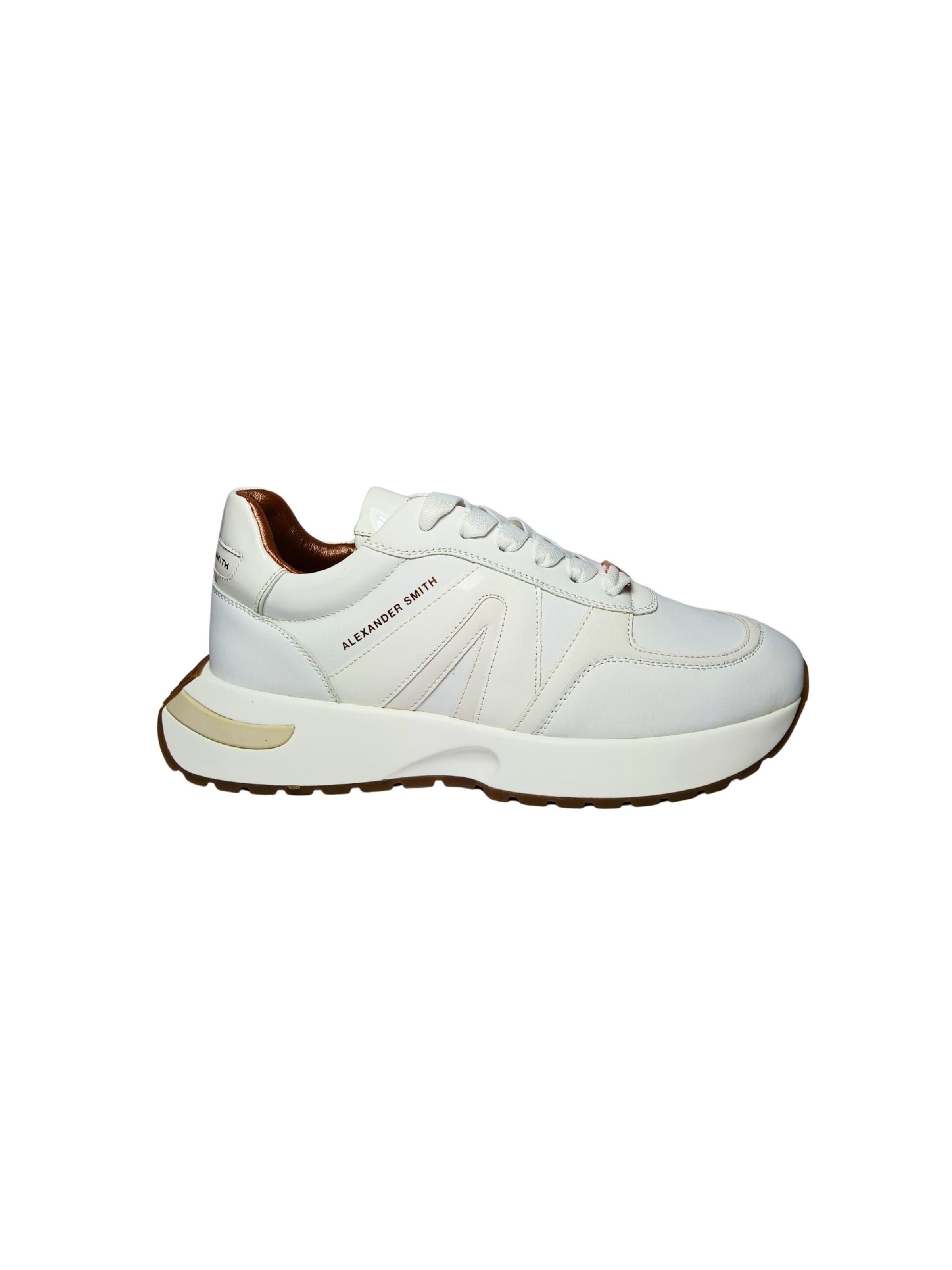 Sneaker bassa di Alexander Smith in bianco: frontale
