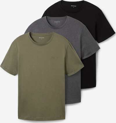 Marškinėliai iš TOM TAILOR, spalva – margai pilka / alyvuogių spalva / juoda, Prekių apžvalga