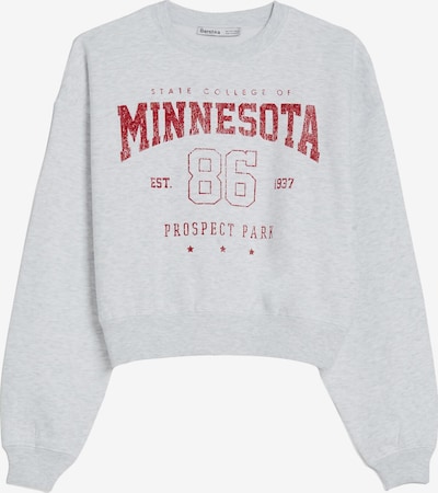 Bershka Collegepaita koossa XS värissä meleerattu harmaa / viininpunainen, Tuotenäkymä