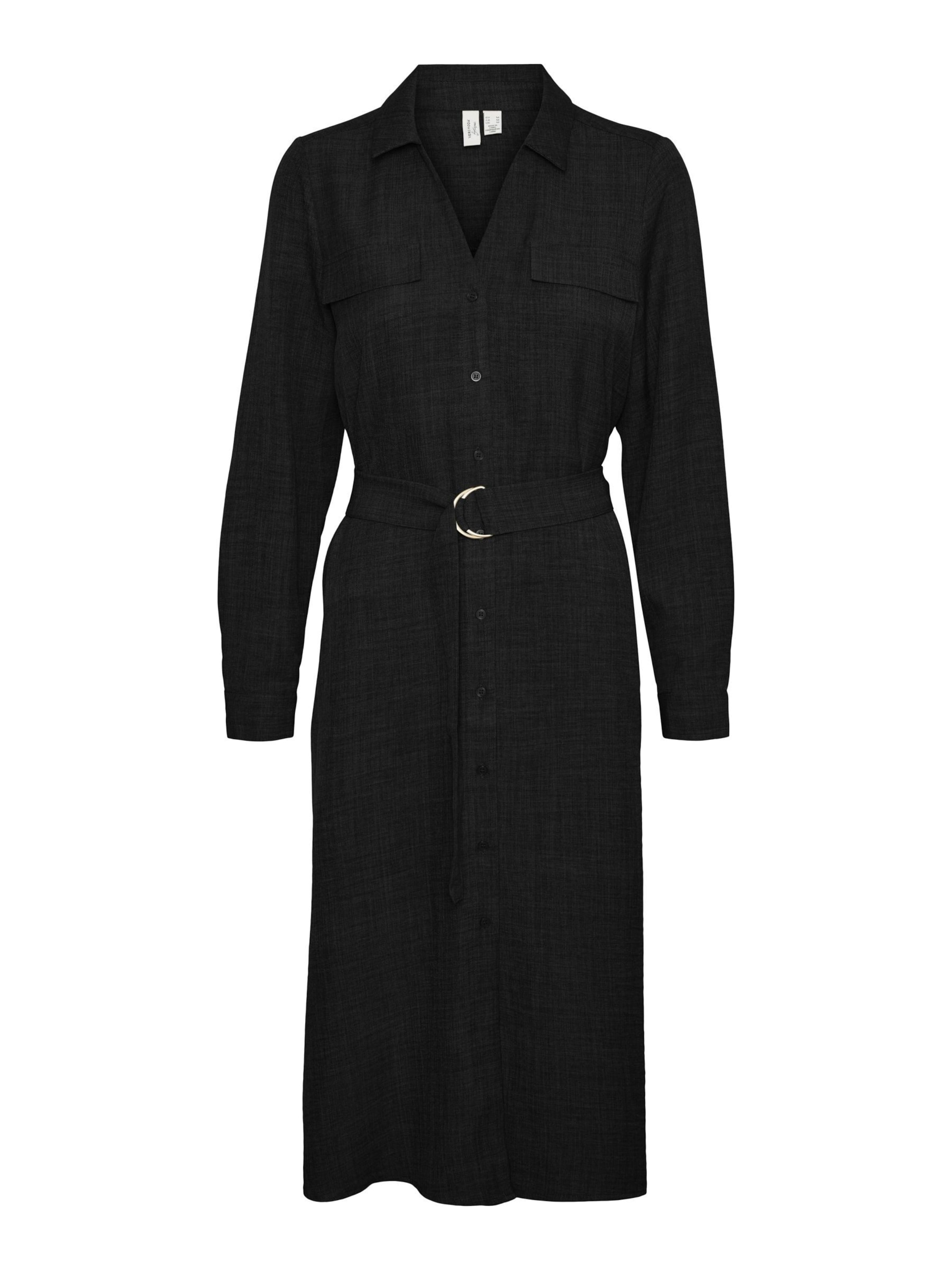 VERO MODA Blousejurk 'Vica' in Zwart: voorkant