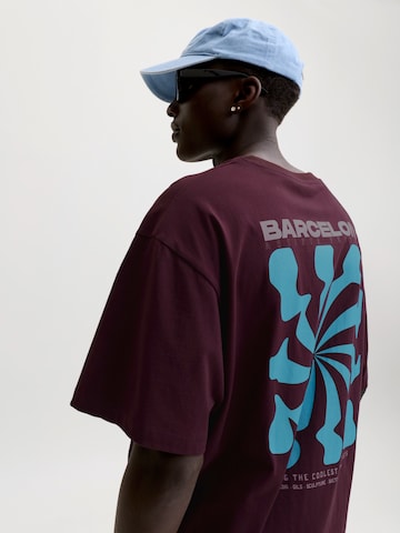 JACK & JONES Majica 'JORBARCELONA' | rdeča barva
