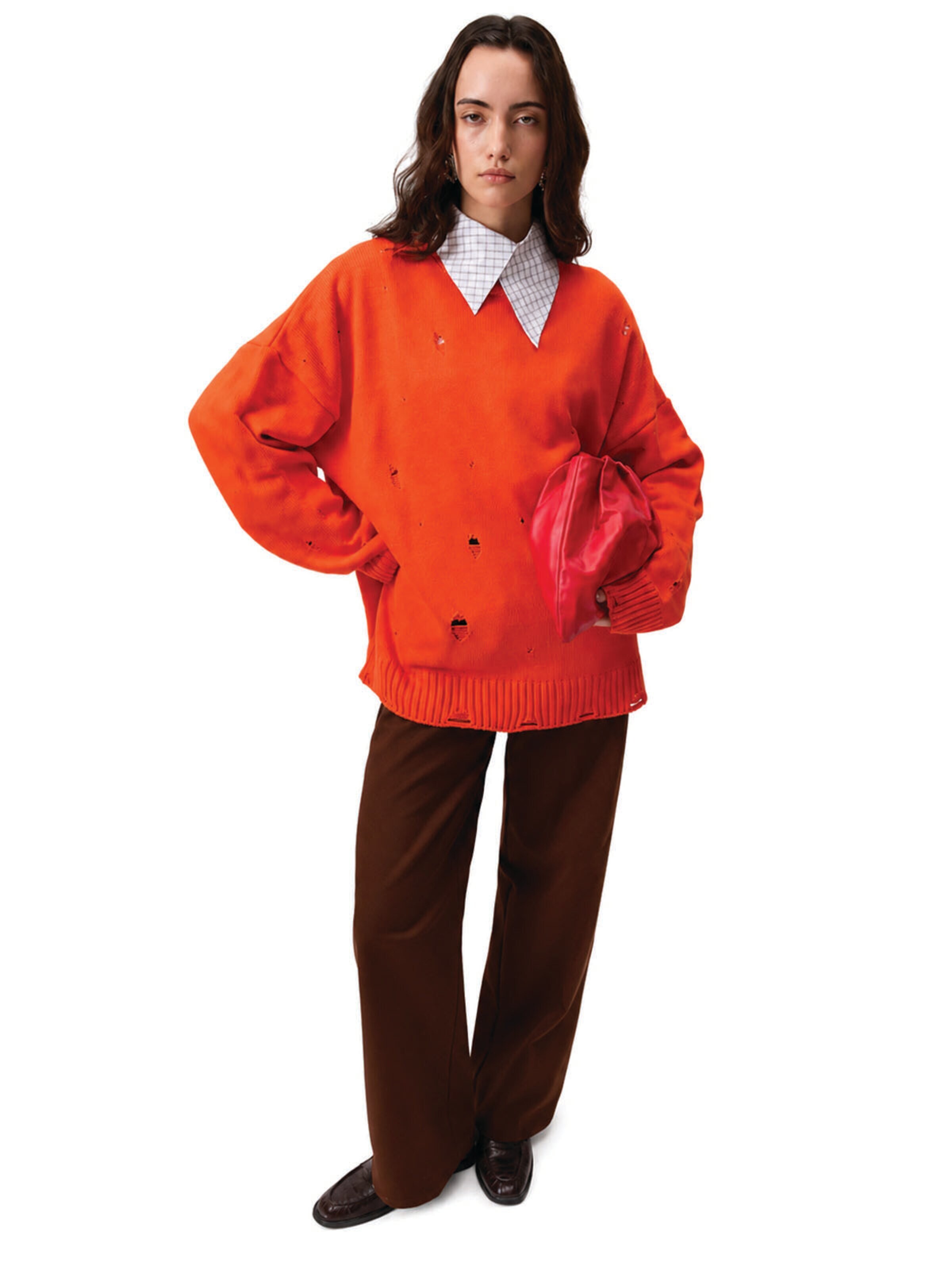 Touché Privé Pullover 'Distressed Knit Sweater' i orange: forside