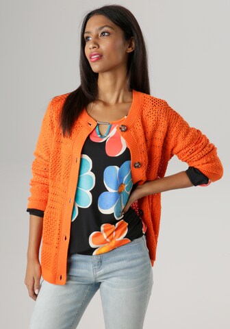 Aniston SELECTED Knit Cardigan in Orange: front