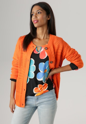 Aniston SELECTED Knit Cardigan in Orange: front